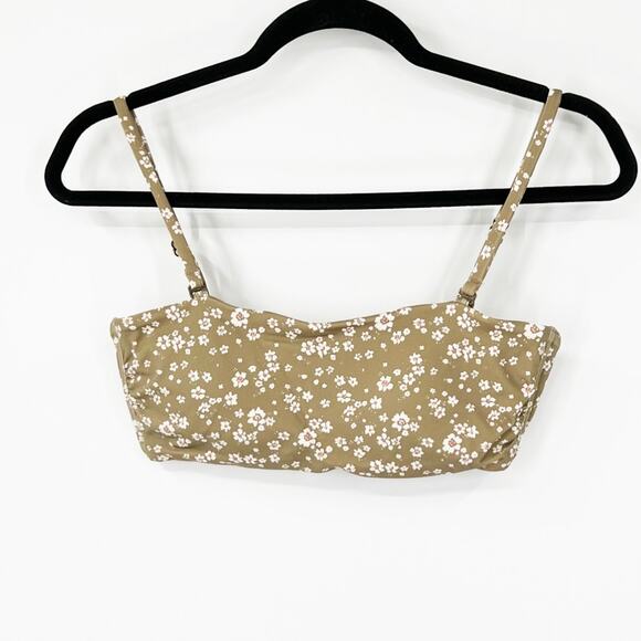 Andie Other - Andie The Bora Bora Bikini Top Ditsy Floral Olive NWT